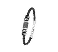 s.Oliver Bracciale in acciaio inossidabile/pelle per uomo, bracciale, fornito in confezione regalo per gioielli