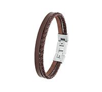 s.Oliver Bracciale in acciaio inossidabile/pelle per uomo, bracciale, fornito in confezione regalo per gioielli