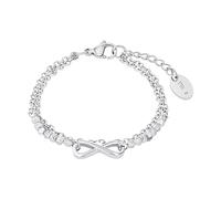 s.Oliver Bracciale in Acciaio Inossidabile per bambini, con vetro, 14+2 cm, Argento, Infinity, Viene fornito in una confezione regalo per gioielli