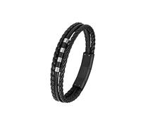 s.Oliver Bracciale in Acciaio inox pelle ragazzi bambini Gioielli da braccio, 16,5+1,5 cm, bicolore, Fornito in confezione regalo per gioielli