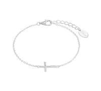 s.Oliver Bracciale in Argento 925 per bambine, con zirconi sintetici, 14+2 cm, Argento, croce, Fornito in confezione regalo