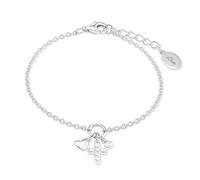 s.Oliver Bracciale in Argento 925 per bambine, con zirconi sintetici, 14+2 cm, bianco, croce, Fornito in confezione regalo