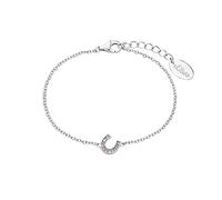 s.Oliver Bracciale in Argento 925 per bambine e bambini, con zirconi sintetici, 14+2 cm, Argento, ferro di cavallo, Fornito in confezione regalo per gioielli