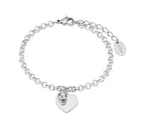 s.Oliver Bracciale in Acciaio inox da Donna, con cristallo, 17+3 cm, Argento, cuore, Fornito in confezione regalo