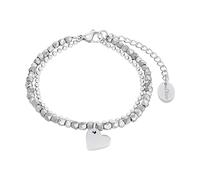 s.Oliver Bracciale in Acciaio inox da Donna, con vetro, 16+4 cm, Argento, cuore, Fornito in confezione regalo