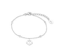 s.Oliver Bracciale da braccio da Donna in Argento 925, con zirconi sintetici, 16+3 cm, Argento, ancora, Fornito in confezione regalo per gioielli