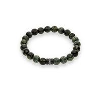s.Oliver Bracelet - Bracciale da uomo con effetto perline, verde IP, cinturino in tessuto regolabile fino a 22 cm, impermeabile e delicato sulla pelle