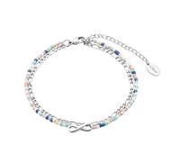 s.Oliver cavigliera in Acciaio inox da Donna, con vetro, 22+5 cm, Argento, Infinity, Fornita in confezione regalo per gioielli