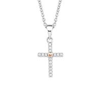 s.Oliver Collana con Ciondolo Collana per bambina in Argento 925, con zirconi sintetici, 37+3 cm, bicolore, cuore, in confezione regalo