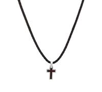 s.Oliver Collana con Ciondolo in Acciaio inox Collana per bambini in legno, 40+3 cm, Argento, croce, Viene fornita in confezione regalo per gioielli