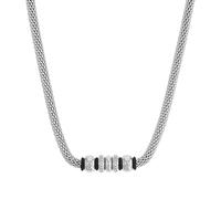 s.Oliver Collana da Donna in caucciù di Acciaio Inossidabile, con cristallo, 42+3 cm, Argento, fornita in confezione regalo per gioielli
