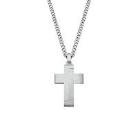 s.Oliver Catena con Ciondolo da Uomo in Acciaio Inossidabile, 50 cm, Argento, croce, Fornito in confezione regalo per gioielli