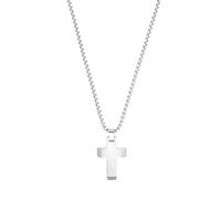 s.Oliver Catena con pendente Collana da Uomo in Acciaio inox, 55+5 cm, Argento, croce, fornita in confezione regalo per gioielli