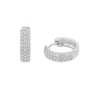 s.Oliver Creolen, 925 Sterling Silver Damen Ohrschmuck, mit Zirkonia synth., 1,5 cm, Argento, Viene fornito in confezione regalo per gioielli