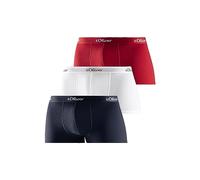 s.Oliver Hipster Basic 3X Boxer a Pantaloncino, Rosso, Blu, Bianco, S (Pacco da 3) Uomo