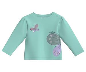 s.Oliver Junior 2149896 Maglia Manica Lunga con Stampa Frontale, 6135 Blu Verde, 92 Bambine e Ragazze