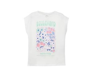 s.Oliver Maglietta con Stampa Glitter in Forma a V, Bianco, 116 cm-122 cm