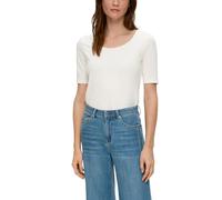 s.Oliver Maglietta da Donna, Slim Fit, Scollo a Barca, Maniche a 3/4, Tessuto Jersey, alla Moda e Confortevole, 210 Crema, 50