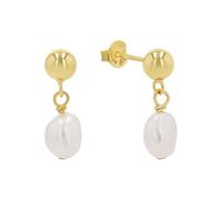 s.Oliver Orecchini da donna, in argento Sterling 925, con perle d'acqua dolce, 18 mm, oro, idea regalo, in confezione regalo, 2040599