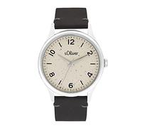 s.Oliver Orologio al quarzo Analogico da Uomo, con Cinturino in pelle, nero, resistente all'acqua per 5 bar, fornito in confezione regalo