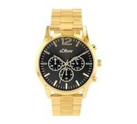 s.Oliver Orologio da polso Analogico cronografo da Uomo, con Bracciale in Acciaio Inossidabile, nero, impermeabile 3 bar, fornito in confezione regalo, 2038385