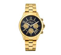s.Oliver Orologio da polso da Donna al quarzo Analogico, con Bracciale in Acciaio Inossidabile, oro, impermeabile a 5 bar, multifunzione, fornito in confezione regalo