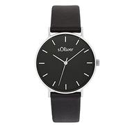 s.Oliver Orologio da polso da Donna al quarzo Analogico, con Cinturino in pelle, Argento, impermeabile 3 bar, fornito in confezione regalo