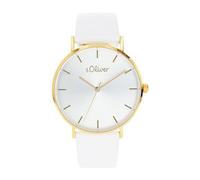 s.Oliver Orologio da polso da Donna al quarzo Analogico, con Cinturino in pelle, giallo, impermeabile 3 bar, fornito in confezione regalo
