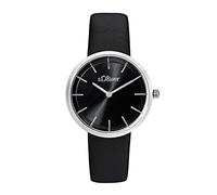 s.Oliver Orologio da polso da Donna al quarzo Analogico, con Cinturino in pelle, nero, impermeabile 5 bar, fornito in confezione regalo