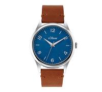s.Oliver Orologio da polso da uomo al quarzo analogico, con cinturino in pelle, blu, impermeabile fino a 5 bar, fornito in scatola regalo, 2033547