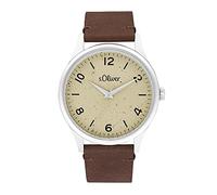 s.Oliver Orologio da polso da Uomo al quarzo Analogico, con Cinturino in pelle, marrone, resistente all'acqua per 5 bar, fornito in confezione regalo