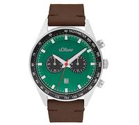 s.Oliver Orologio da uomo cronografo analogico, con cinturino in pelle, marrone, resistente all'acqua fino a 5 bar, fornito in scatola regalo, 2033496