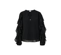 s.Oliver Schwarz LABEL 2141664 Camicia a Maniche Lunghe con Volant, 9999, 40 Donna