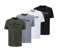 s.Oliver T-Shirt Uomo 4 Pezzi Basic, Girocollo, Cotone, Stampa Logo