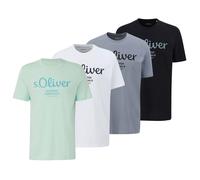 s.Oliver T-Shirt Uomo 4 Pezzi Basic, Girocollo, Cotone, Stampa Logo