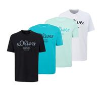 S.Oliver Uomo T-Shirt, 4er Pacco - Base, Logoprint, Girocollo, Cotone