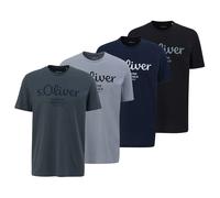 S.Oliver Uomo T-Shirt, 4er Pacco - Base, Logoprint, Girocollo, Cotone