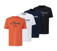S.Oliver Uomo T-Shirt, 4er Pacco - Base, Logoprint, Girocollo, Cotone