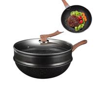 S - Padella antiaderente con coperchio, 32 cm, con coperchio profondo, utensili da cucina per omelette, cuocere al ristorante, pancake, bollita, brace e pesce