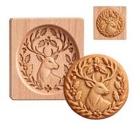 s per biscotti in legno, strumento di pasticceria 3D in legno con motivi | Stampo per biscotti a forma di animali, per Halloween, Ringraziamento, Natale, cioccolato, muffin, feste e cervi
