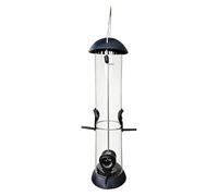 S per uccelli da esterni, trasparente per colibrì con 4 fori, per alimenti per uccelli a prova di scoiattoli, per balcone cortile giardino terrazza e spazi aperti