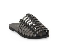 S PIERO BLACK LEATHER STRASS sandali Donna 37