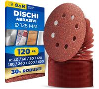 S&R 120 Dischi Abrasivi 125mm velcrati Carta Vetrata Levigatrice Rotorbitale Ecc