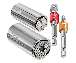 S&R 2 Chiavi a Bussola Universali - Set 4 pz: Bussola 1/4 (5-14 mm) + Bussola 3/8 (7-19 mm) + 2 adattatori
