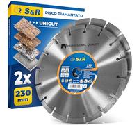 S&R 2 Dischi Diamantati Smerigliatrice 230 x 22,2 mm Standard Universale. Set di 2 Dischi per Cemento Calcestruzzo Pietra, Mattoni Terracotta Saldato al laser. Taglio a secco (230 x 22,2 mm)