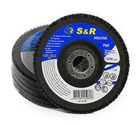 S&R 5 Dischi Abrasivi Lamellari 125 per Acciaio e Legno. Grana 60 Set 5 Dischi a Lamelle per Smerigliatrice