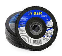 S&R 5 Dischi Abrasivi Lamellari 125 per Acciaio e Legno. Grana 80 Set 5 Dischi a Lamelle per Smerigliatrice