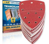 S&R 60 Fogli Triangolari Carta Vetrata Abrasiva Levigatrice Palmare Multifunzion