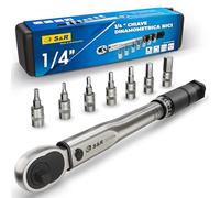 S&R Chiave Dinamometrica 1/4 Bici e Moto 5-25Nm con 7 Inserti Torx/Brugola | Precisione ±4% DIN 6789 · Certificato incluso · Cricchetto reversibile a sfera · Impugnatura ergonomica · Custodia robusta