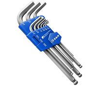 S&R Chiavi a Brugola - Set Brugole in Pollici Lunghe. Kit Brugole di 9 Chiavi Esagonali US Americane da 1/16 fino a 3/8 Pollici con Testa Sferica per Bici, Moto Auto, Mobili, Elettrodomecisti.